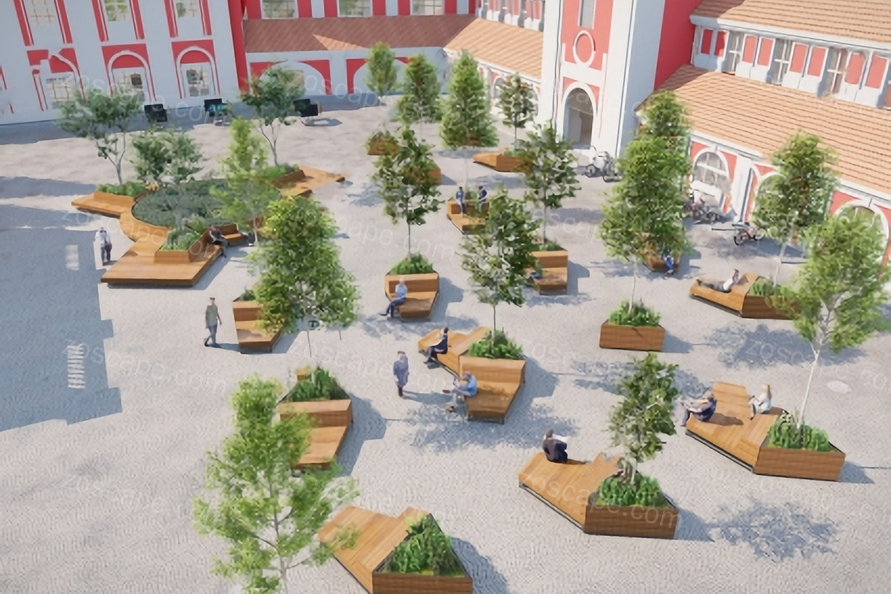 城市更新改造广场设计竞赛征集纪念广场景观设计改造SU模型