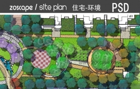 城市住宅景观设计平面图-psd住区集中绿地空间 by admin