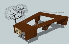 创意耐候钢景墙-现代耐候钢景观小品sketchup模型 by DarnellSl