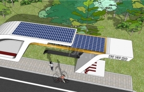 现代公交站SU模型-新景观太阳能电板公交站sketchup模型下载 by admin