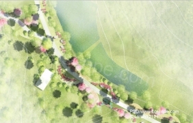 原创园林道路psd彩色总平面图下载道路绿化市民公园滨河生态公园 by sarah12121