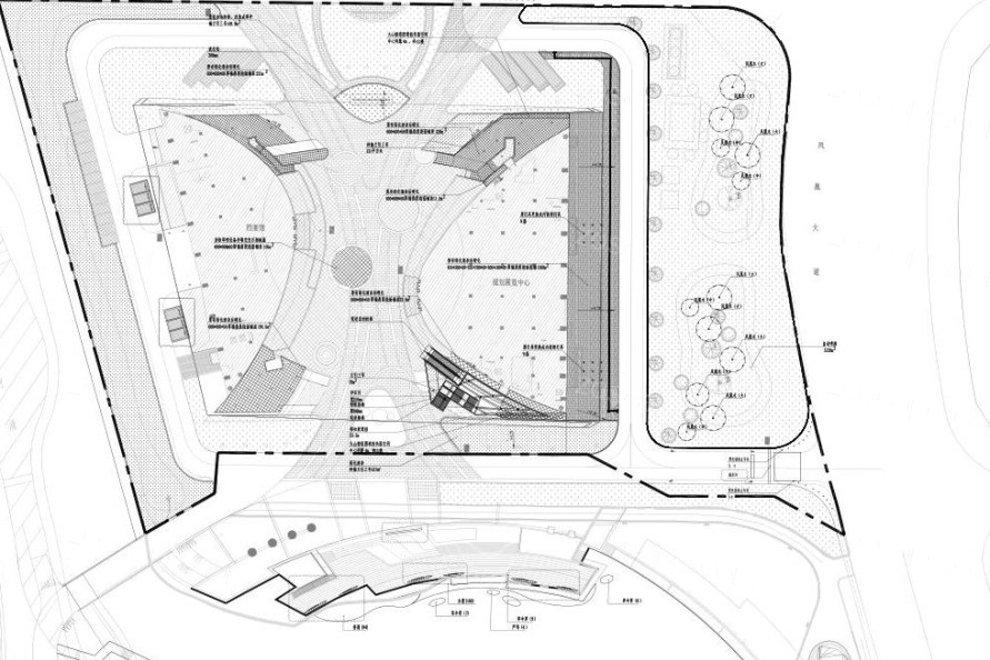 融合了公园景观的城市规划展览馆|市规划展览馆室外景观设计pdf施工图|园建+绿化+结构
