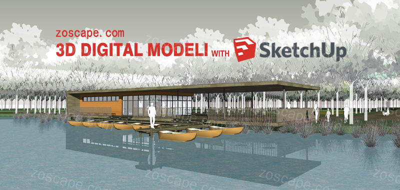 SU滨江河岸公园景观规划设计方案sketchup模型源文件
