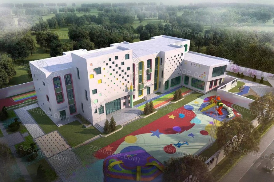现代私立幼儿园建筑景观设计su模型