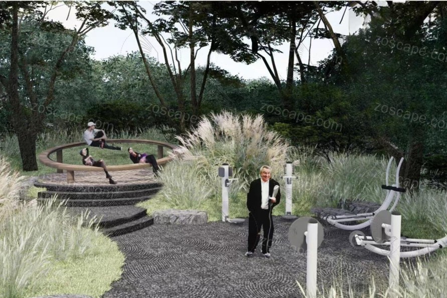 养老地产项目康养花园节点单体景观su模型疗养花园