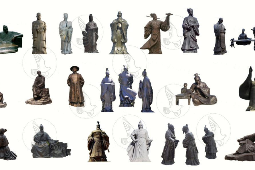 古代雕塑历史名人雕像su模型古人雕塑SU模型合辑