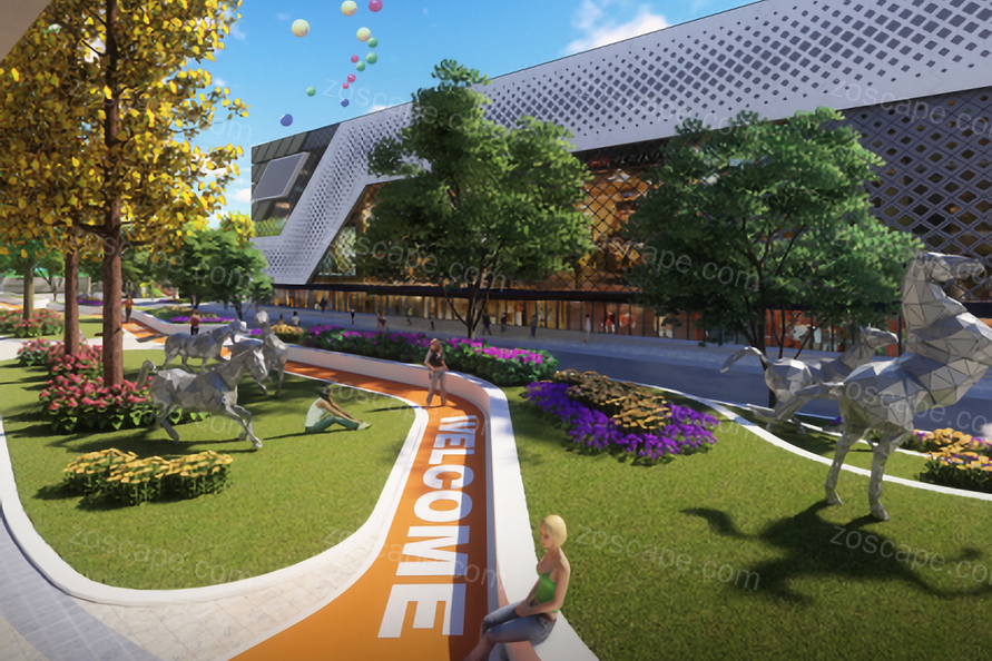 泰山城市广场商业街购物广场景观提升工程城市综合体广场su模型