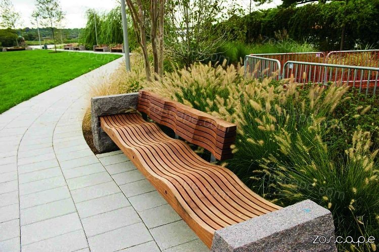 中心公园波浪形坐凳-景观设施设计意向图