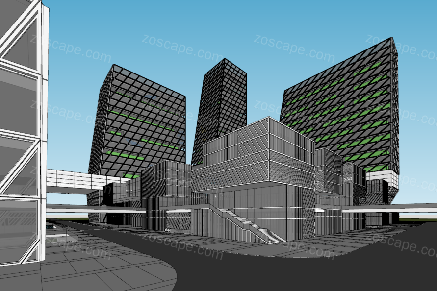 深圳中兴通讯总部基地建筑设计国际竞赛方案SU模型