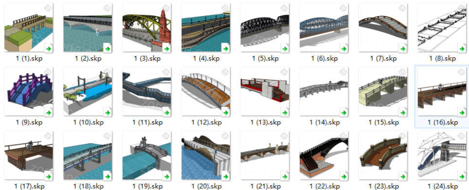 28个桥梁园林景观桥小品构筑物精细SU模型（六）