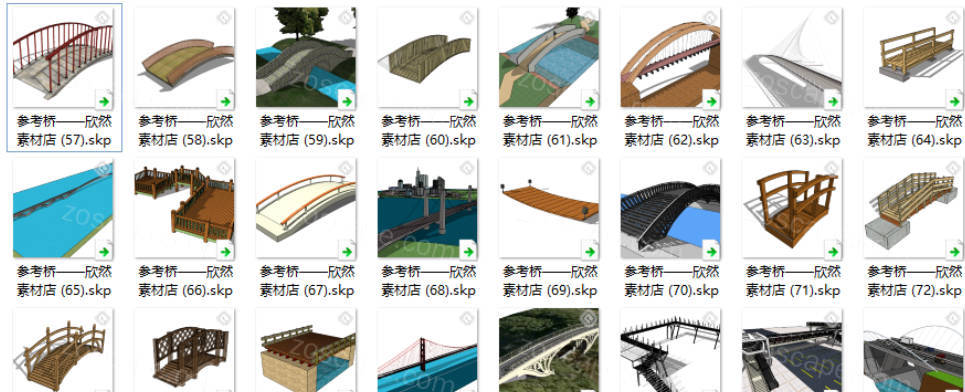 28个桥梁园林景观桥小品构筑物精细SU模型（三）