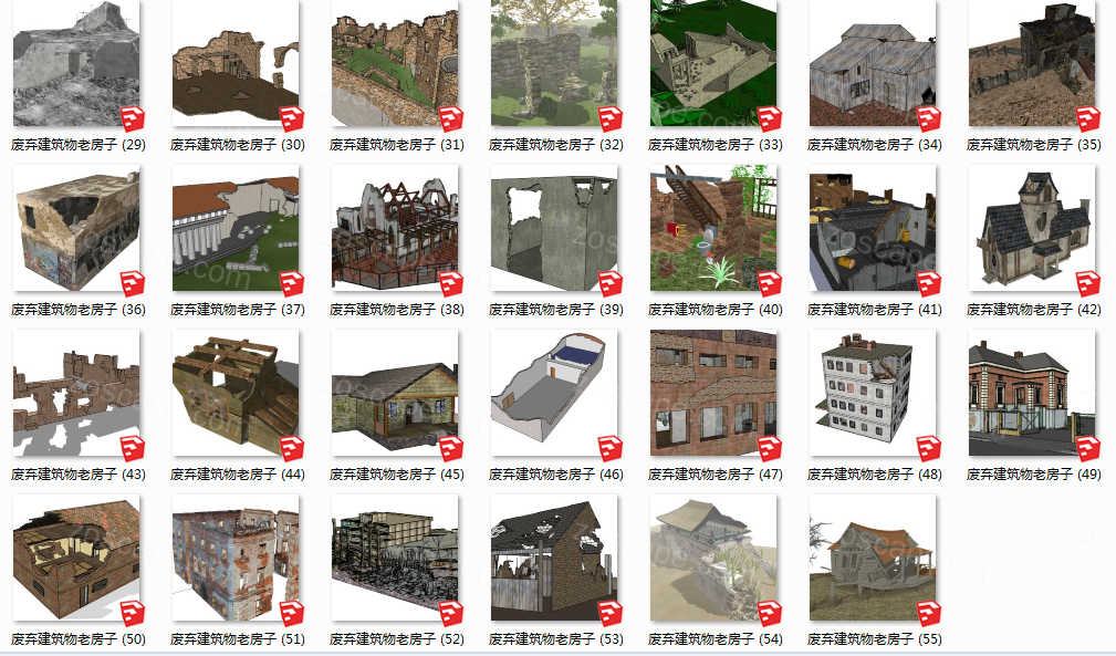 27个建筑老房子废弃建筑SU模型（二）