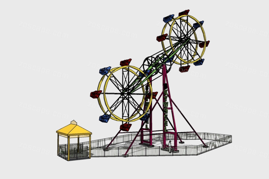 9个儿童游乐场设施摩天轮精细SU模型