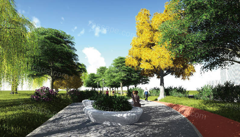 城市街头绿地市民综合公园景观绿化su精细模型