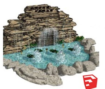 4组园林景观水景石头园林小品千层石精细SU模型