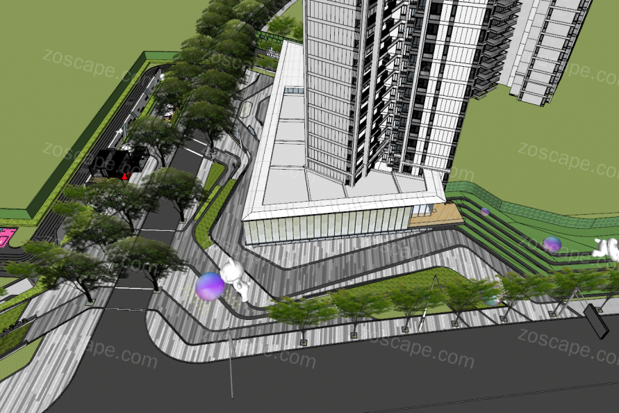 长沙金茂住宅区商业及景观设计su模型