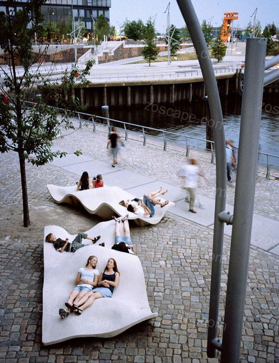 城市公共设施之躺椅坐凳景观设计意向图