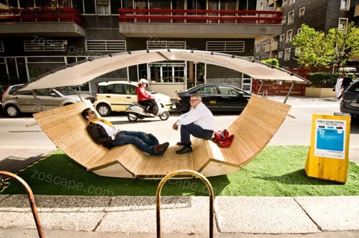 可移动的景观坐凳设计意向图