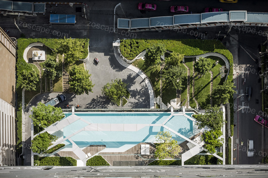 高层公寓屋顶花园泳池景观设计意向图