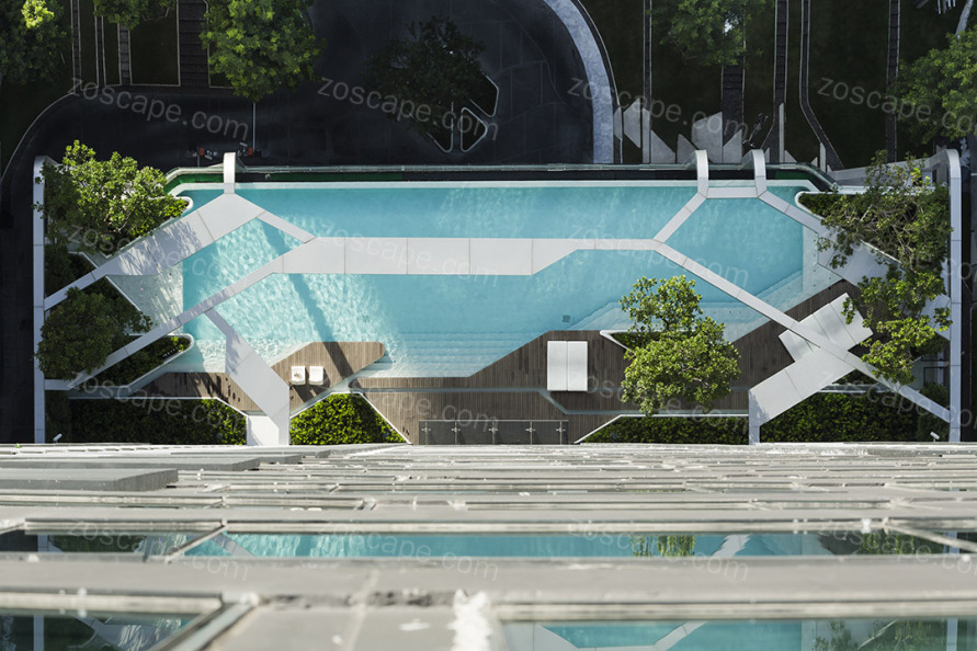 高档屋顶花园泳池景观设计意向图
