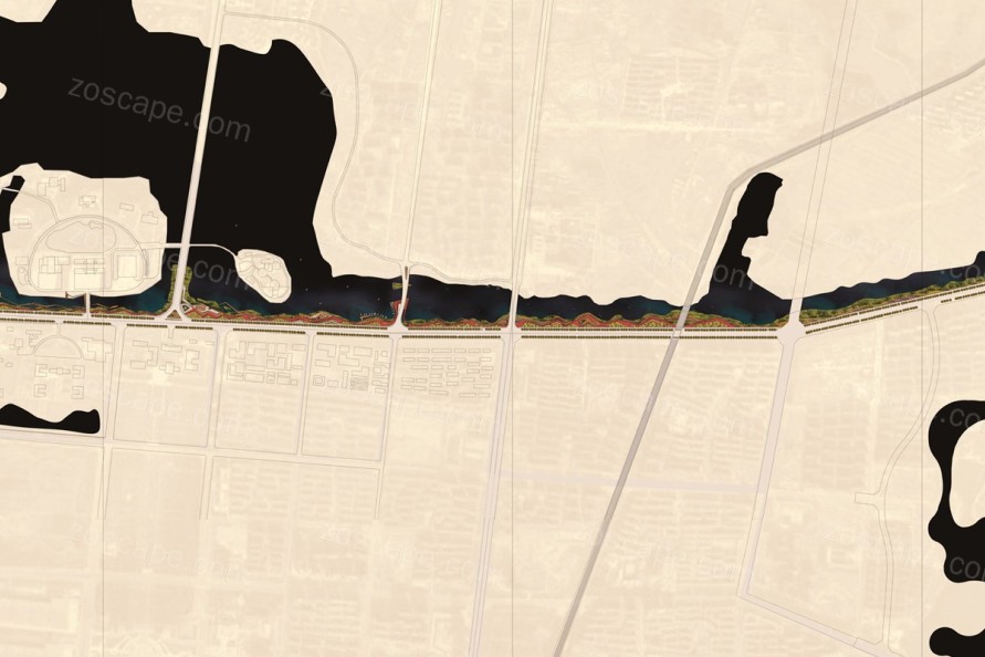 城市河岸公园规划滨水公园景观平面图