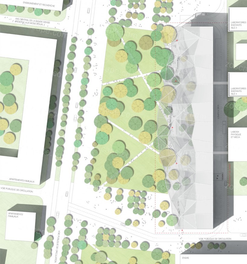 巴黎综合理工学校学习中心建筑景观设计平面图