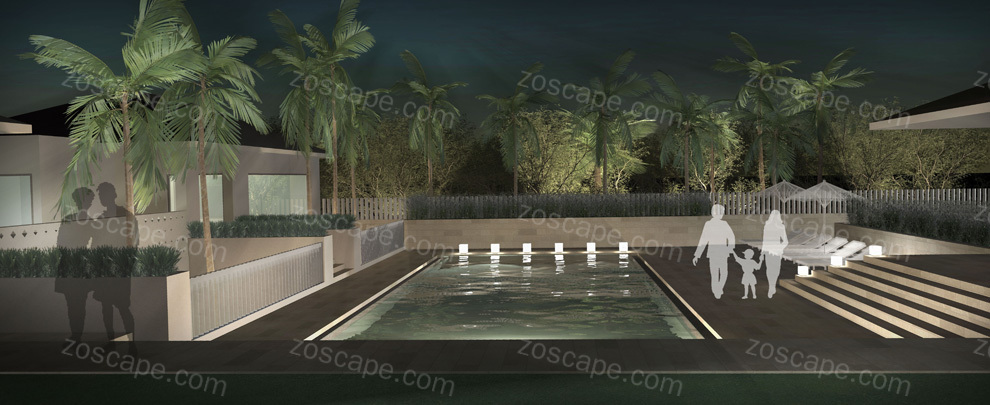 主题酒店泳池园林设计效果图