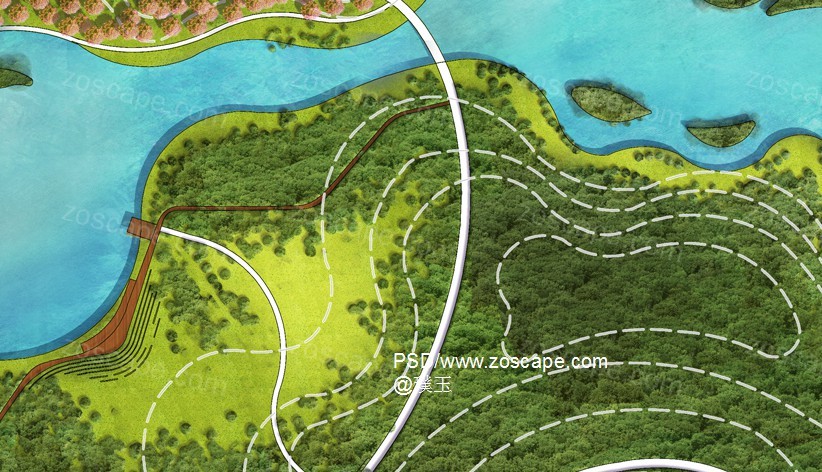 城市森林公园景观规划-生态湿地公园景观平面图PSD下载