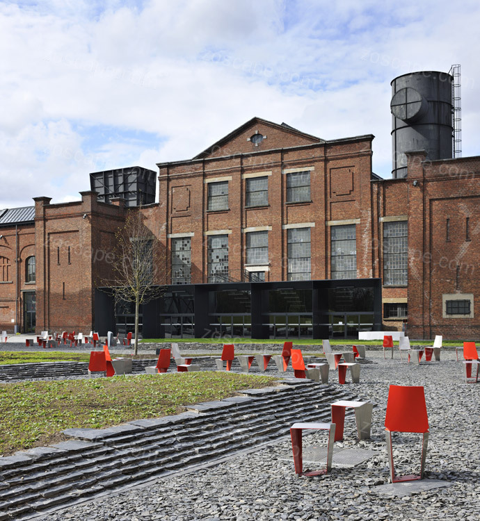 采煤厂工业遗址广场景观坐凳设计意向图
