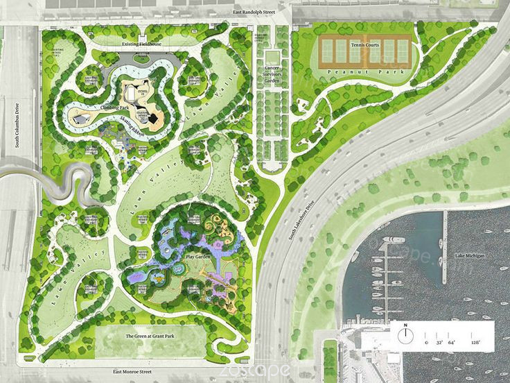 芝加哥玛吉戴利城市公园景观设计平面图