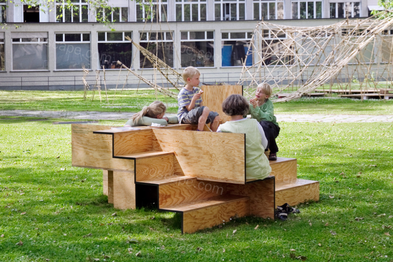 Wooden stair public furniture可移动的城市家具