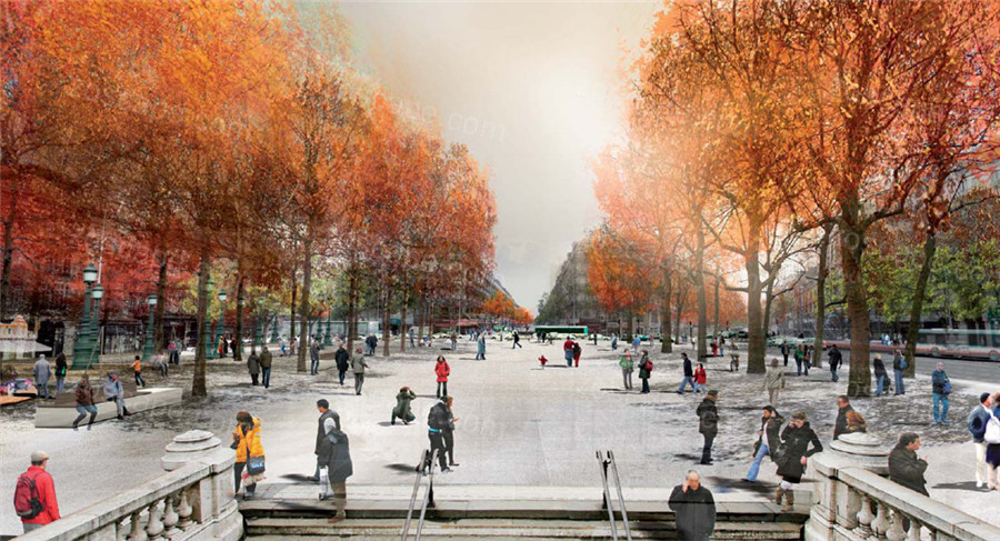 巴黎共和国广场景观效果图