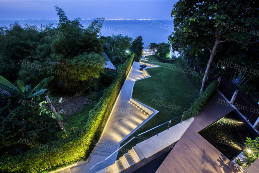 泰国Pattaya挡土墙花园公寓园林景观设计