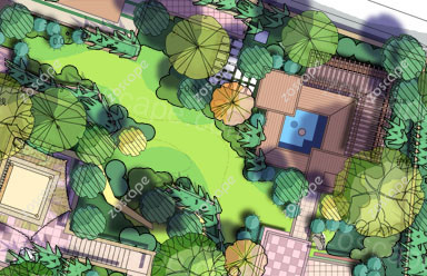 PSD园林平面图-别墅庭院景观平面图psd-平面图素材
