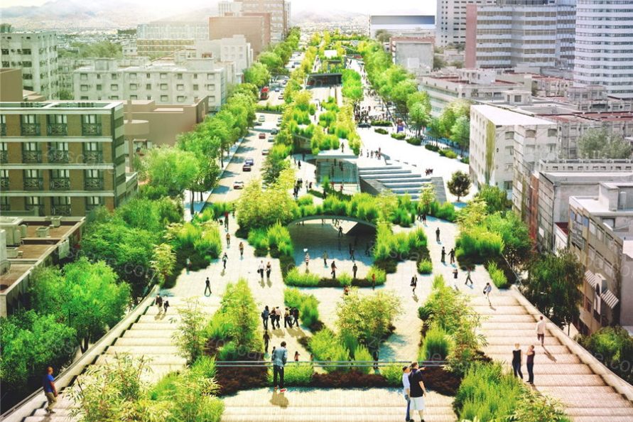 墨西哥街道景观绿化设计鸟瞰效果图