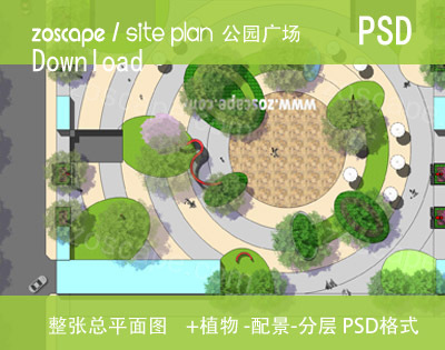 公园广场彩色总平面图psd源文件下载