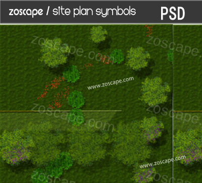 psd总平素材-植物图例素材-国外风格高清平面图素材