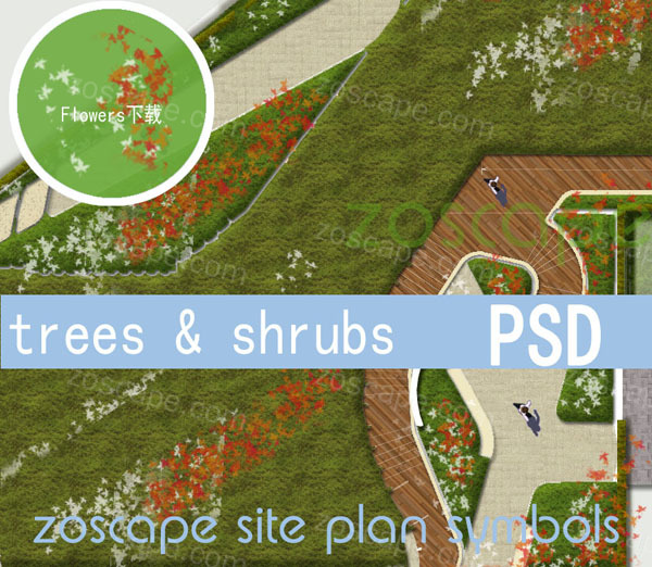 园林景观平面图psd素材-花灌木点缀素材下载