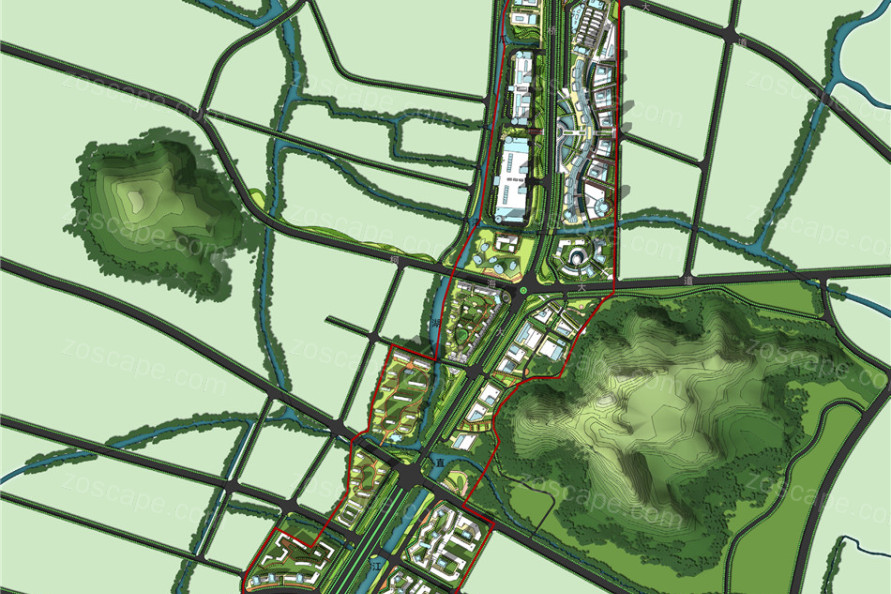 金柯桥大道园林道路绿化设计平面图