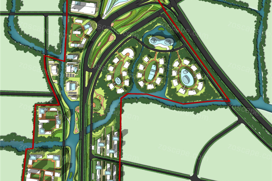 城市高速公路景观规划设计平面图