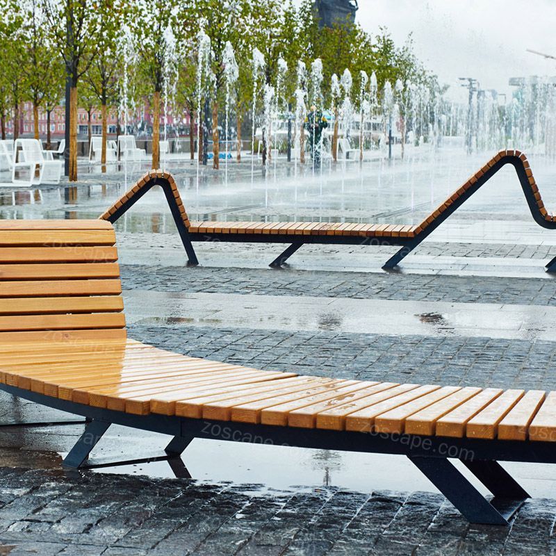 俄罗斯堤岸公园景观坐凳设计