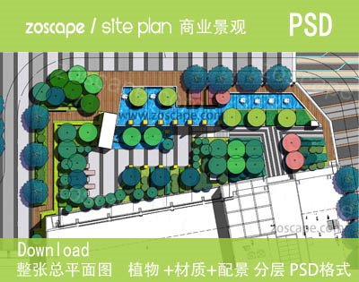 整张商业大厦景观设计平面图PSD-景观平面图下载