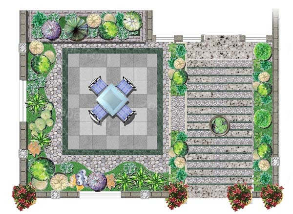 PSD平面图—屋顶花园、花园庭院景观平面图