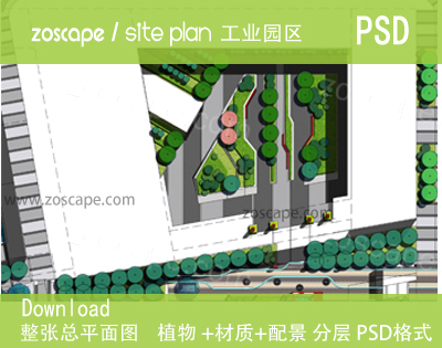 商业办公区中庭景观设计psd平面图下载