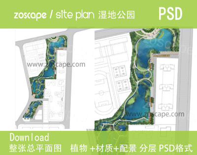PSD总平面图下载-滨江湿地公园景观规划设计