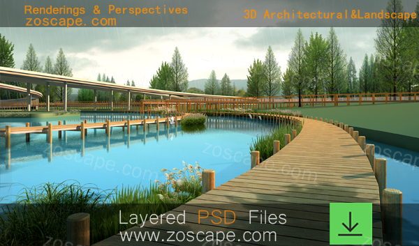 著名设计公司滨江公园规划-湿地公园psd效果图下载