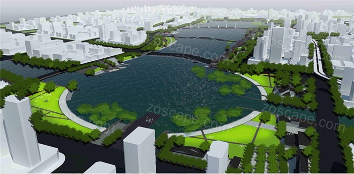 苏州高铁新区环秀湖滨水景观概念设计效果图