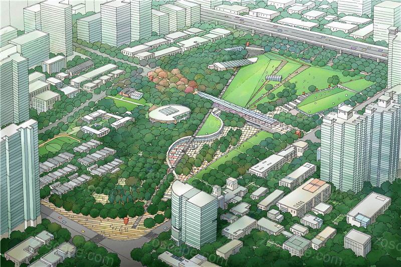 上海雕塑公园景观规划概念设计效果图鸟瞰图