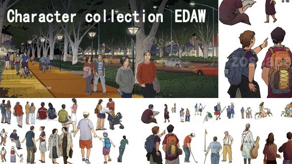 28组EDAW手绘风格psd人物素材-漫画鼠绘人物素材