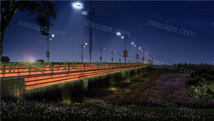 城市公园景观桥梁园林绿化设计效果图